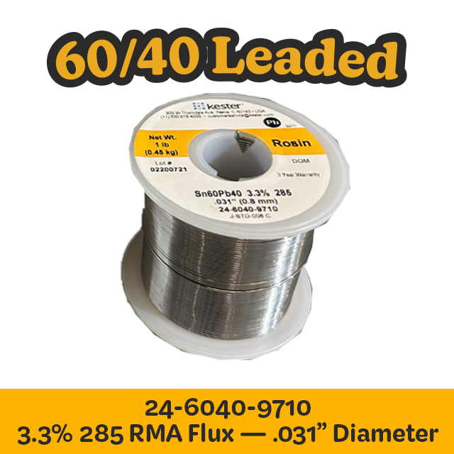 Solder Wire: Kester .031" 24-6040-9710 Sn60Pb40 3.3%/285
