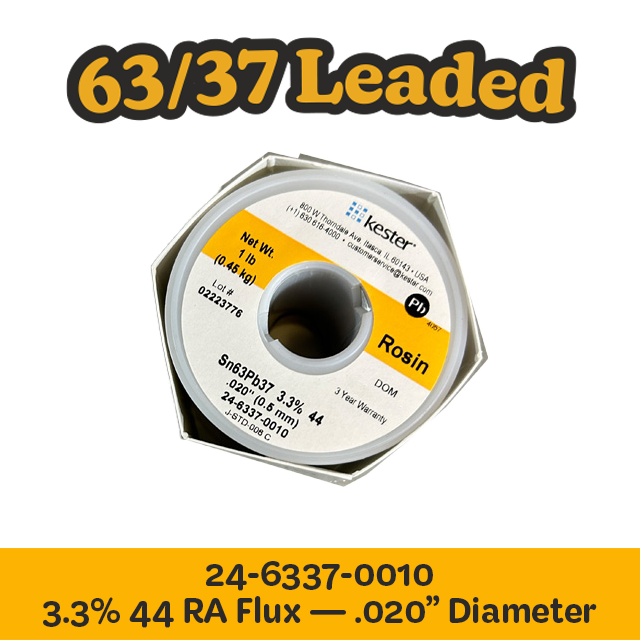 Solder Wire: Kester .020" 24-6337-0010 Sn63Pb37 3.3%/44