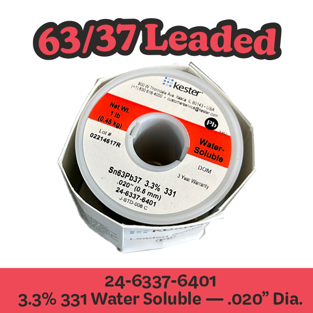 Solder Wire: Kester .020" 24-6337-6401 Sn63Pb37 3.3%/331