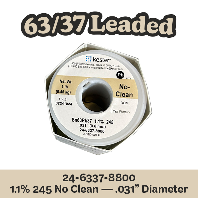 Solder Wire: Kester .031" 24-6337-8800 Sn63Pb37 1.1%/245