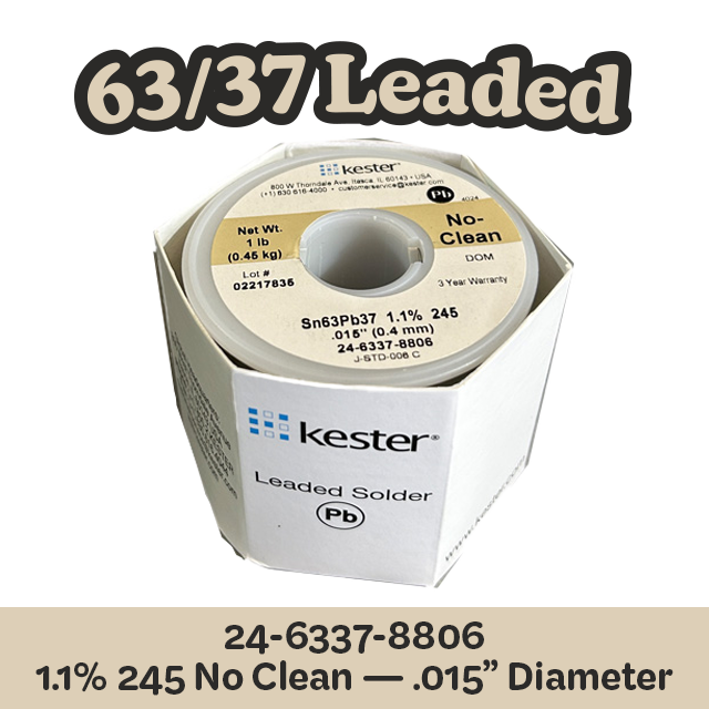 Solder Wire: Kester .015" 24-6337-8806 Sn63Pb37 1.1%/245