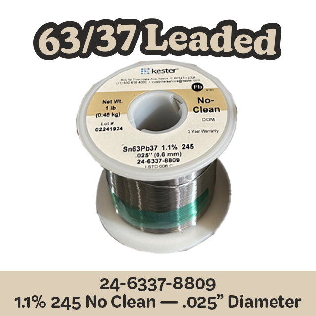 Solder Wire: Kester .025" 24-6337-8809 Sn63Pb37 1.1%/245