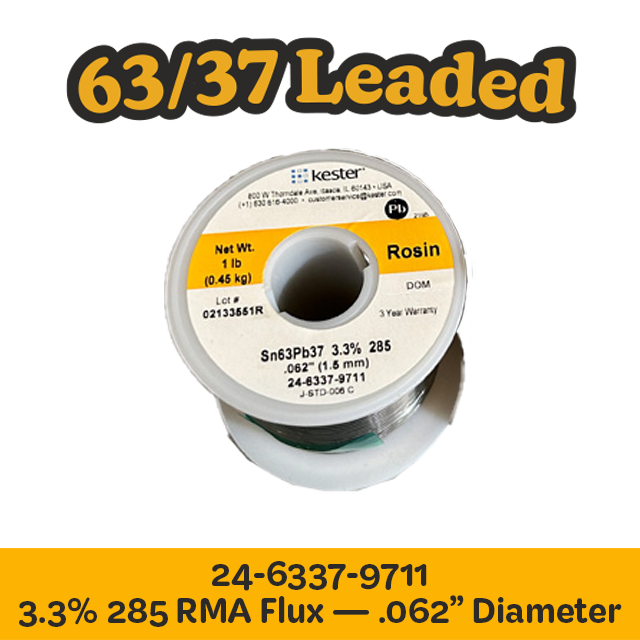 Solder Wire: Kester .062" 24-6337-9711 Sn63Pb37 3.3%/285