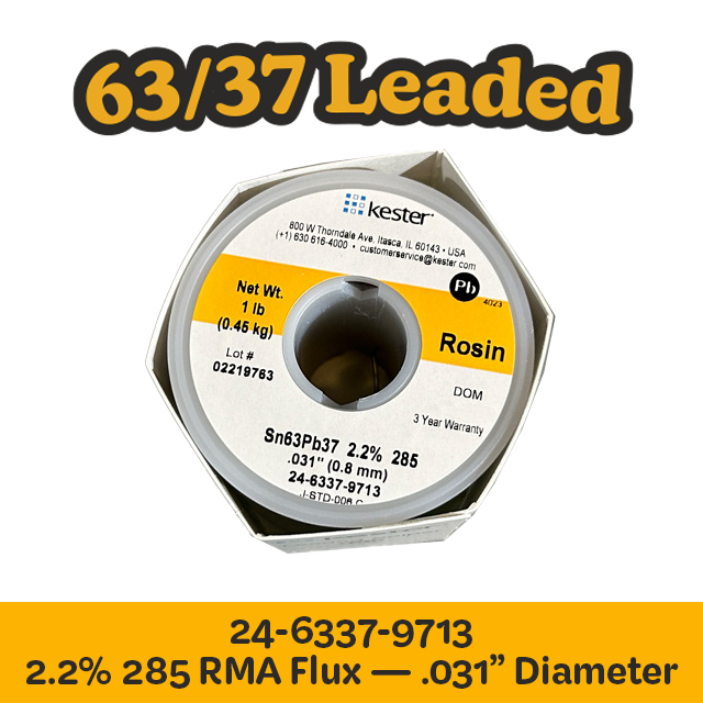Solder Wire: Kester .031" 24-6337-9713 Sn63Pb37 2.2%/285