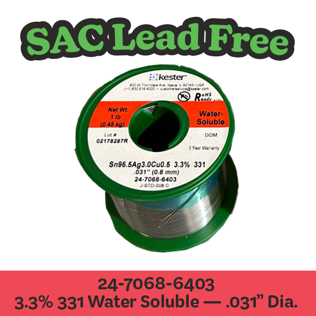 Solder Wire: Kester .031" 24-7068-6403 SAC 3.3%/331