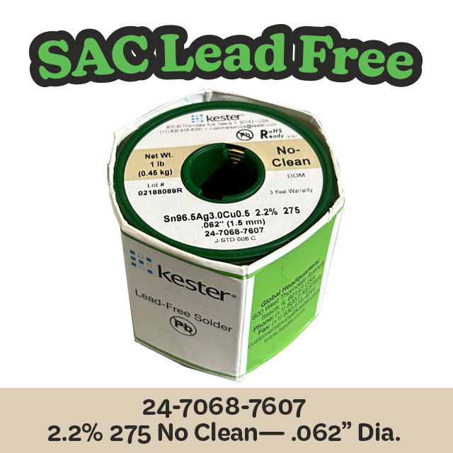 Solder Wire: Kester .062" 24-7068-7607 SAC 2.2%/275