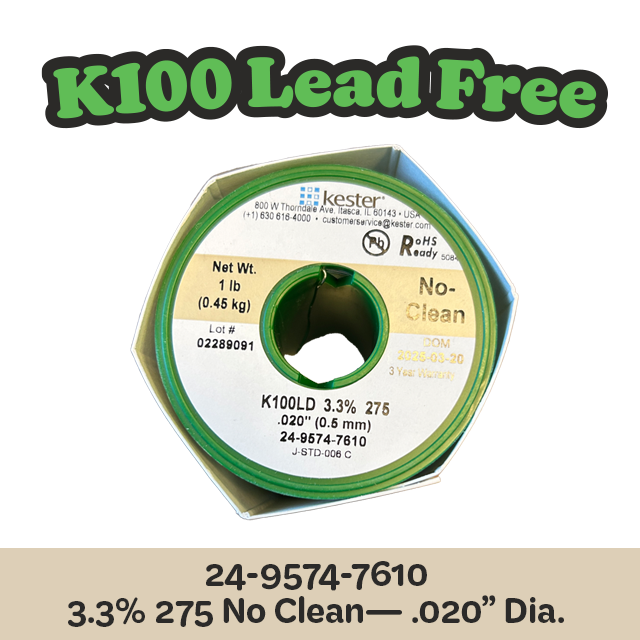 Solder Wire: Kester .020"24-9574-7610 K100LD 3.3%/275