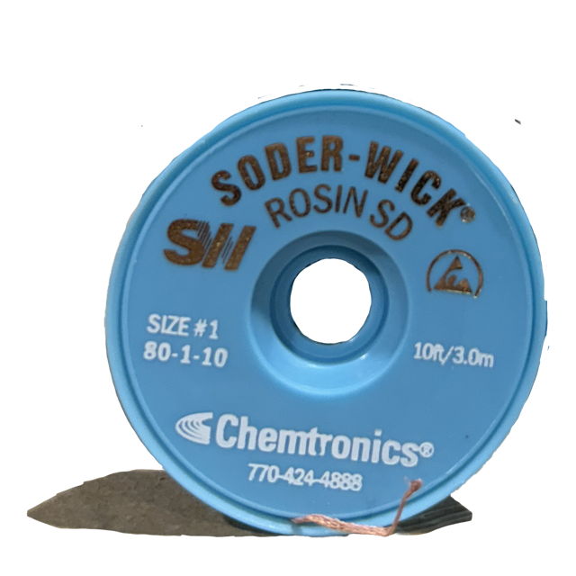 Solder Wick 80-1-10 Desoldering tool Rosin, front of spool.