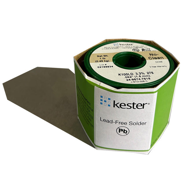 Kester K100LD (99.3% Tin .7% Cu) 24-9574-7615 Lead Free Solder Wire, front of spool