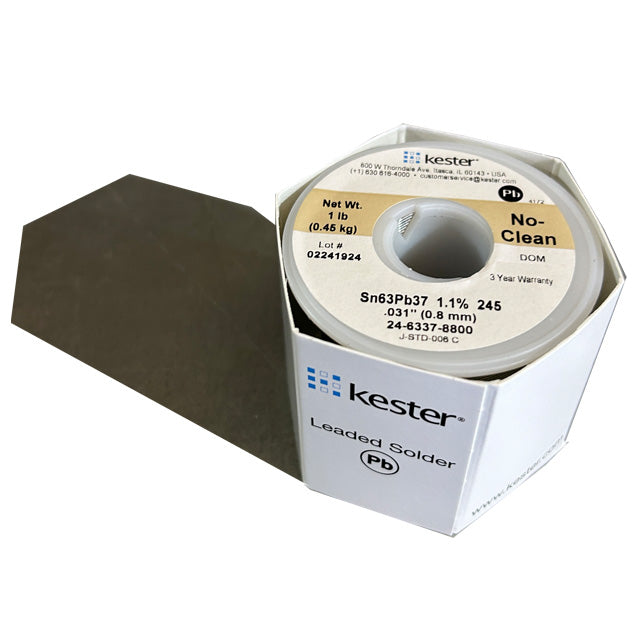 Kester 24-6337-8800 Sn63Pb37 No-Clean Solder Wire, top of spool