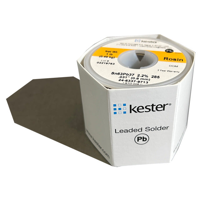Kester 24-6337-9713 Sn63Pb37 Rosin Solder Wire, front of spool