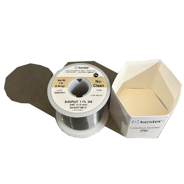 Kester 24-6337-8813 Sn63Pb37 No-Clean Solder Wire, top of spool out of package