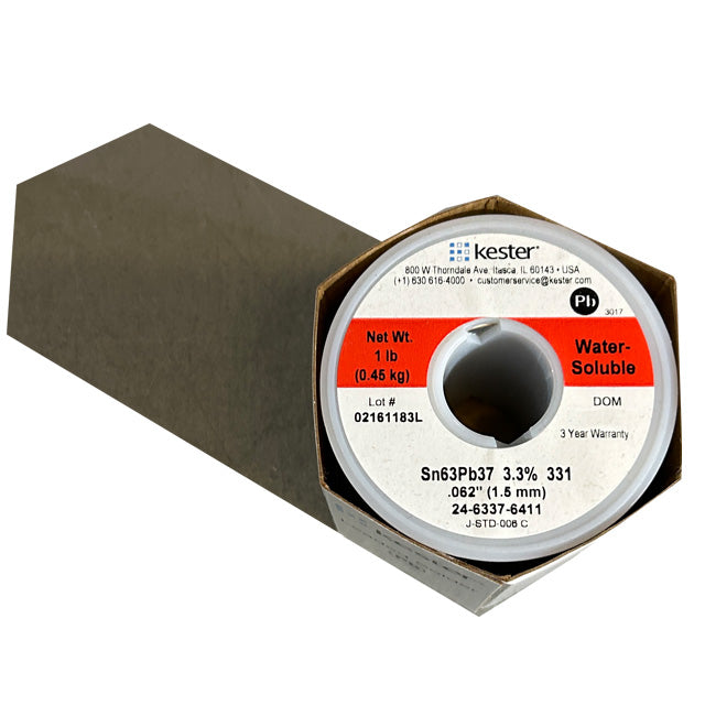 Kester 24-6337-6411 Sn63Pb37 water Soluble Solder Wire, top of spool