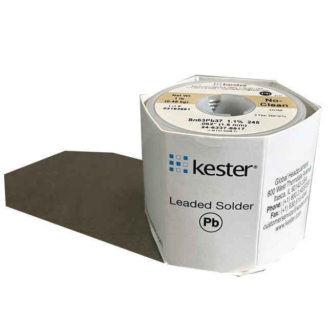 Kester 24-6337-8817 Sn63Pb37 No-Clean Solder Wire, front of spool