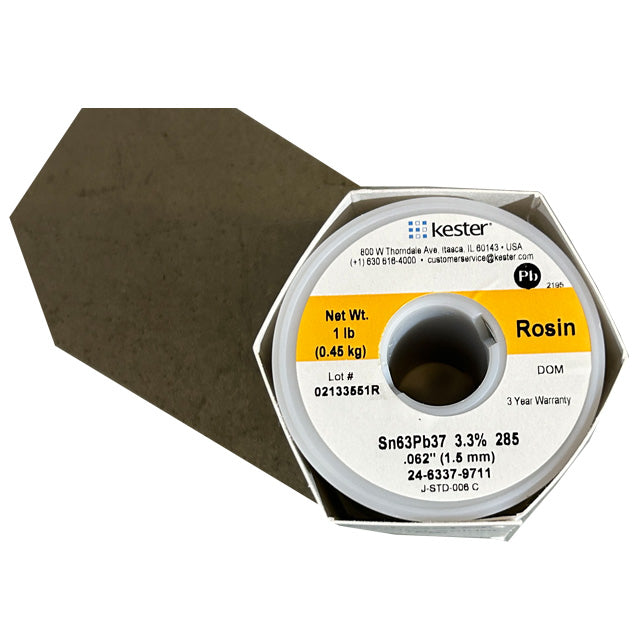 Kester Solder Wire 63/37 .062 Diameter Rosin core, top of spool