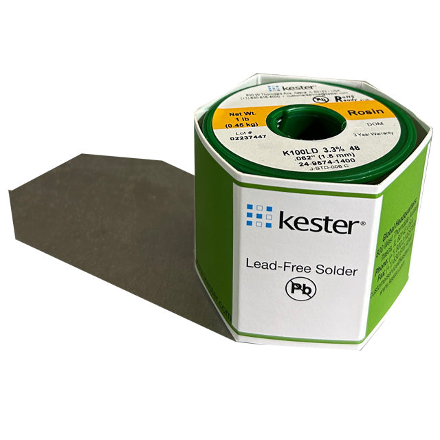 Kester K100LD (99.3% Tin .7% Cu) 24-9574-1400 Lead Free Solder Wire, front of spool