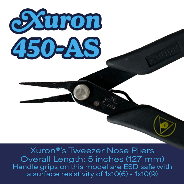 Xuron 450AS Tweezer Nose™ Pliers with ESD Safe Hand Grips