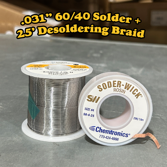 .031" 63/37 Rosin Solder + Rosin Desoldering Braid