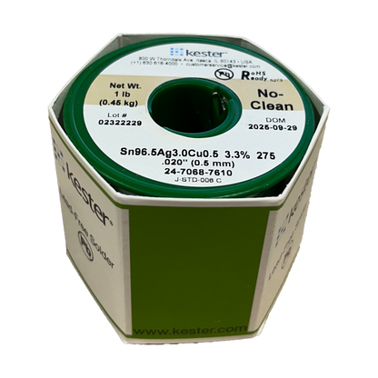 Solder Wire: Kester .020" 24-7068-7610 SAC 3.3%/275