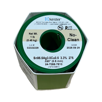 Solder Wire: Kester .020" 24-7068-7610 SAC 3.3%/275