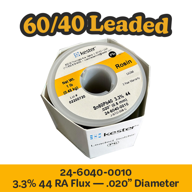 Solder Wire: Kester .020" 24-6040-0010 Sn60Pb40 3.3%/44