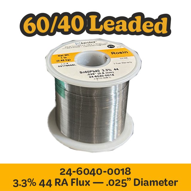 Solder Wire: Kester .025" 24-6040-0018 Sn60Pb40  3.3%/44