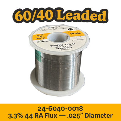 Solder Wire: Kester .025" 24-6040-0018 Sn60Pb40  3.3%/44