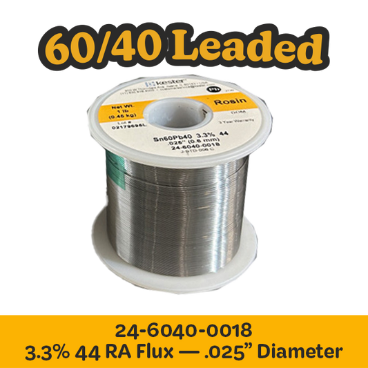 Solder Wire: Kester .025" 24-6040-0018 Sn60Pb40  3.3%/44