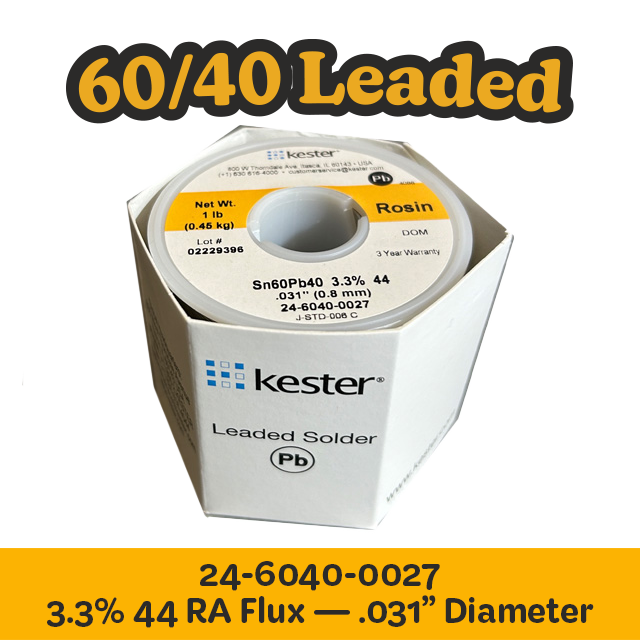 Solder Wire: Kester .031" 24-6040-0027 Sn60Pb40 3.3%/44