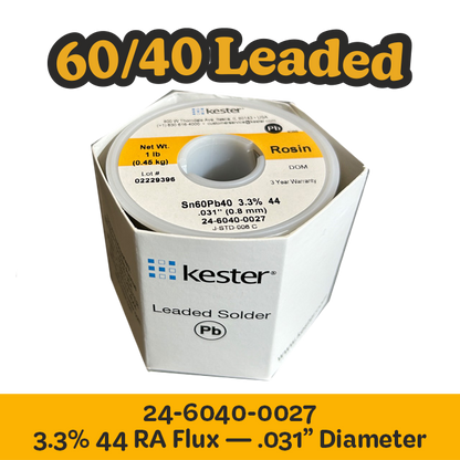 Solder Wire: Kester .031" 24-6040-0027 Sn60Pb40 3.3%/44