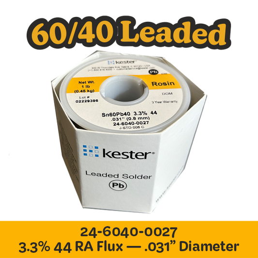 Solder Wire: Kester .031" 24-6040-0027 Sn60Pb40 3.3%/44