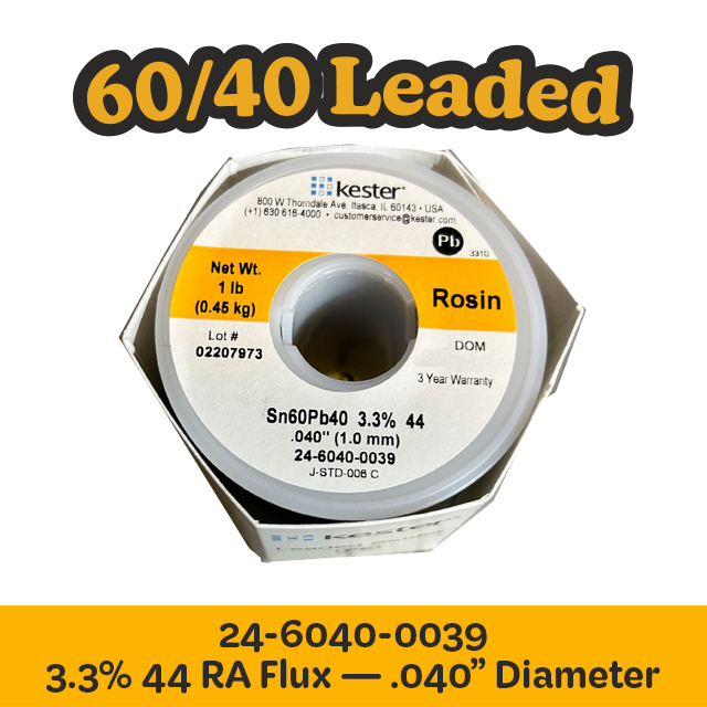 Solder Wire: Kester .040" 24-6040-0039 Sn60Pb40  3.3%/44