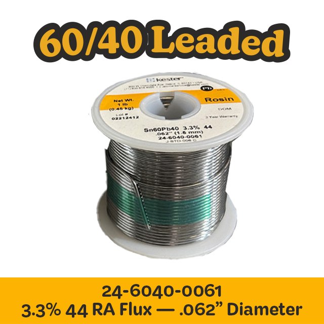 Solder Wire: Kester .062" 24-6040-0061 Sn60Pb40 3.3%/44
