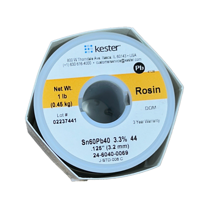 Solder Wire: Kester .125" 24-6040-0069 Sn60Pb40 3.3% /44