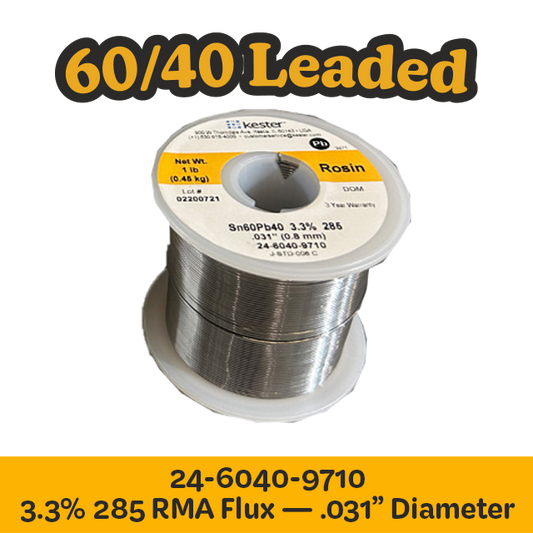 Solder Wire: Kester .031" 24-6040-9710 Sn60Pb40 3.3%/285