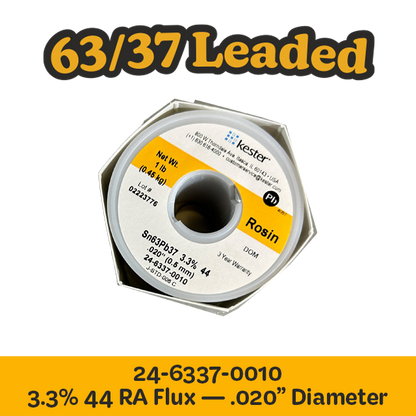 Solder Wire: Kester .020" 24-6337-0010 Sn63Pb37 3.3%/44