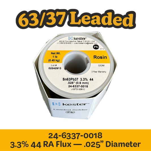 Solder Wire: Kester .025" 24-6337-0018 Sn63Pb37 3.3%/44