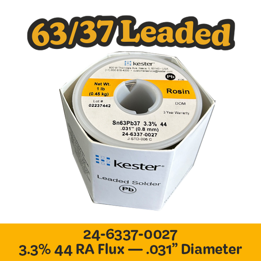 Solder Wire: Kester .031" 24-6337-0027 Sn63Pb37 3.3%/44