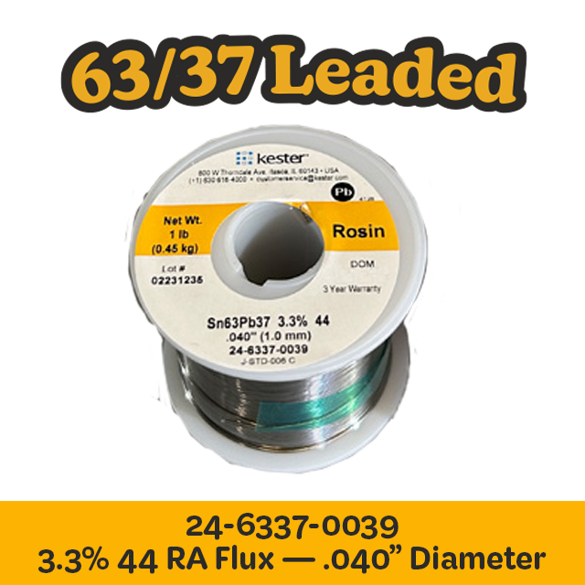 Solder Wire: Kester .040" 24-6337-0039 Sn63Pb37 3.3%/44