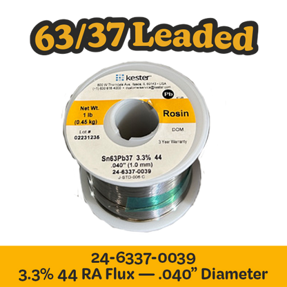 Solder Wire: Kester .040" 24-6337-0039 Sn63Pb37 3.3%/44