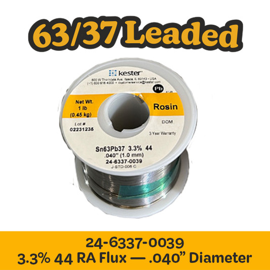Solder Wire: Kester .040" 24-6337-0039 Sn63Pb37 3.3%/44