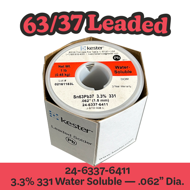 Solder Wire: Kester .062" 24-6337-6411 Sn63Pb37 3.3%/331