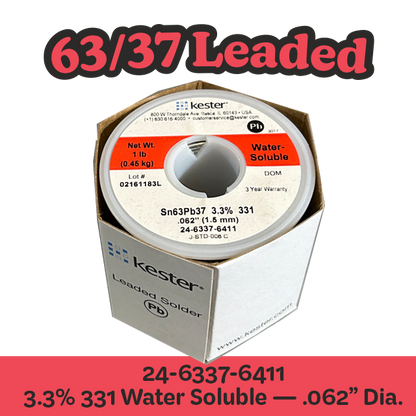 Solder Wire: Kester .062" 24-6337-6411 Sn63Pb37 3.3%/331