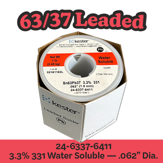 Solder Wire: Kester .062" 24-6337-6411 Sn63Pb37 3.3%/331