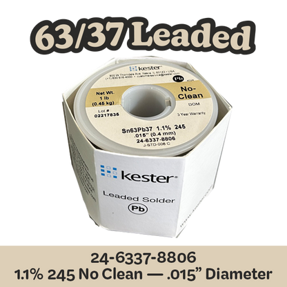 Solder Wire: Kester .015" 24-6337-8806 Sn63Pb37 1.1%/245