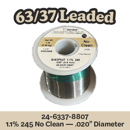 Solder Wire: Kester .020" 24-6337-8807 Sn63Pb37 1.1%/245