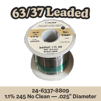 Solder Wire: Kester .025" 24-6337-8809 Sn63Pb37 1.1%/245