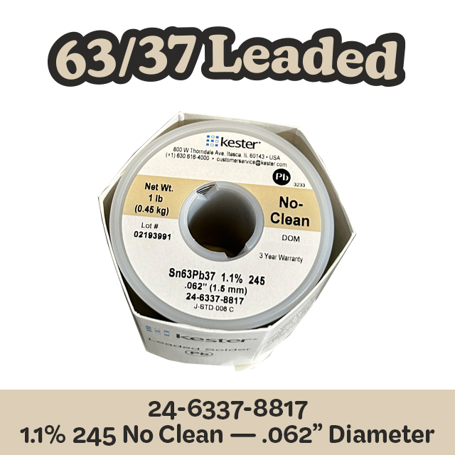 Solder Wire: Kester .062" 24-6337-8817 Sn63Pb37 1.1%/245
