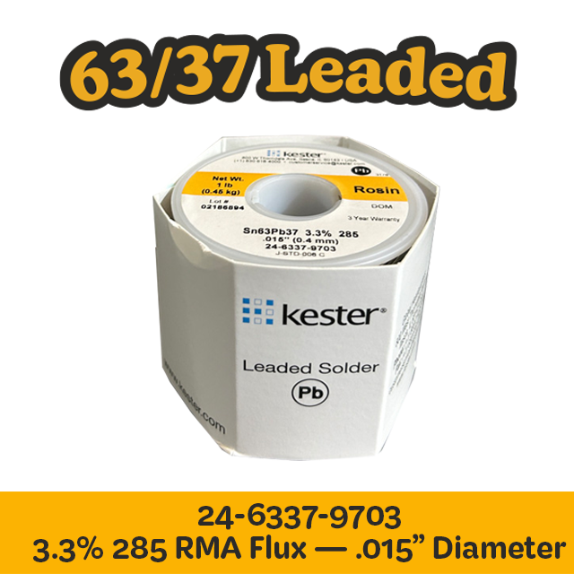 Solder Wire: Kester .015" 24-6337-9703 Sn63Pb37 3.3%/285