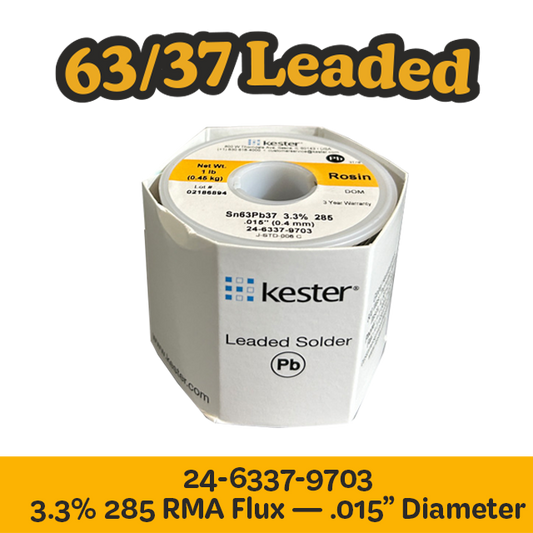 Solder Wire: Kester .015" 24-6337-9703 Sn63Pb37 3.3%/285